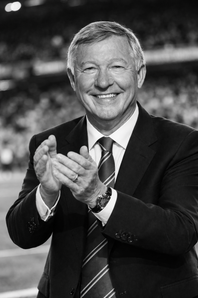 Sir Alex Ferguson in black and white