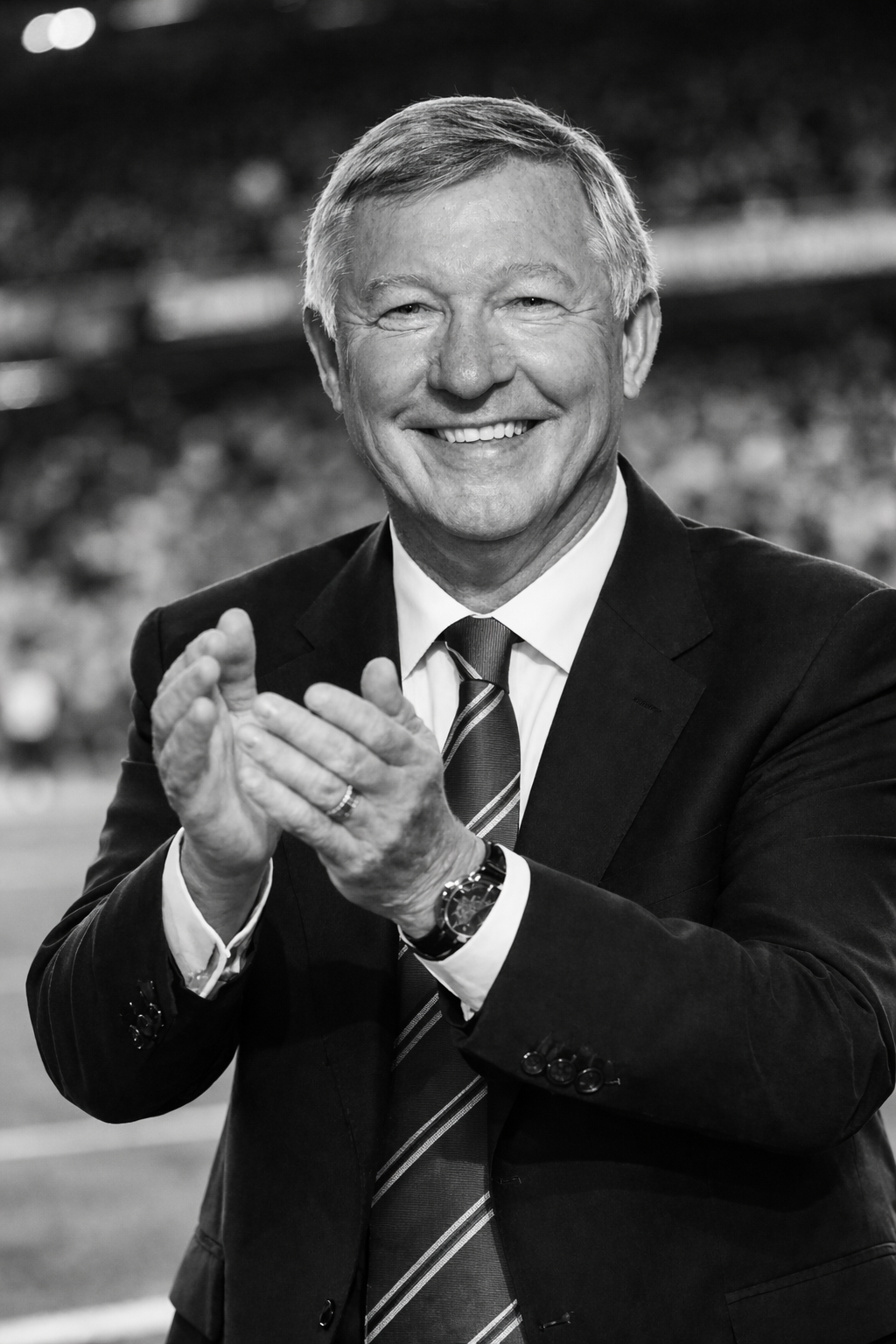 Sir Alex Ferguson in black and white